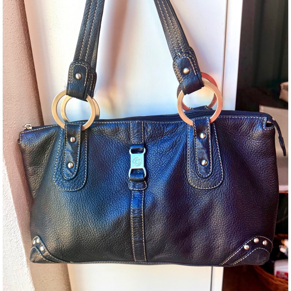 The Sak Pink Label Black Leather Shoulder Bag Silver Ringโ Hardware Large Tote